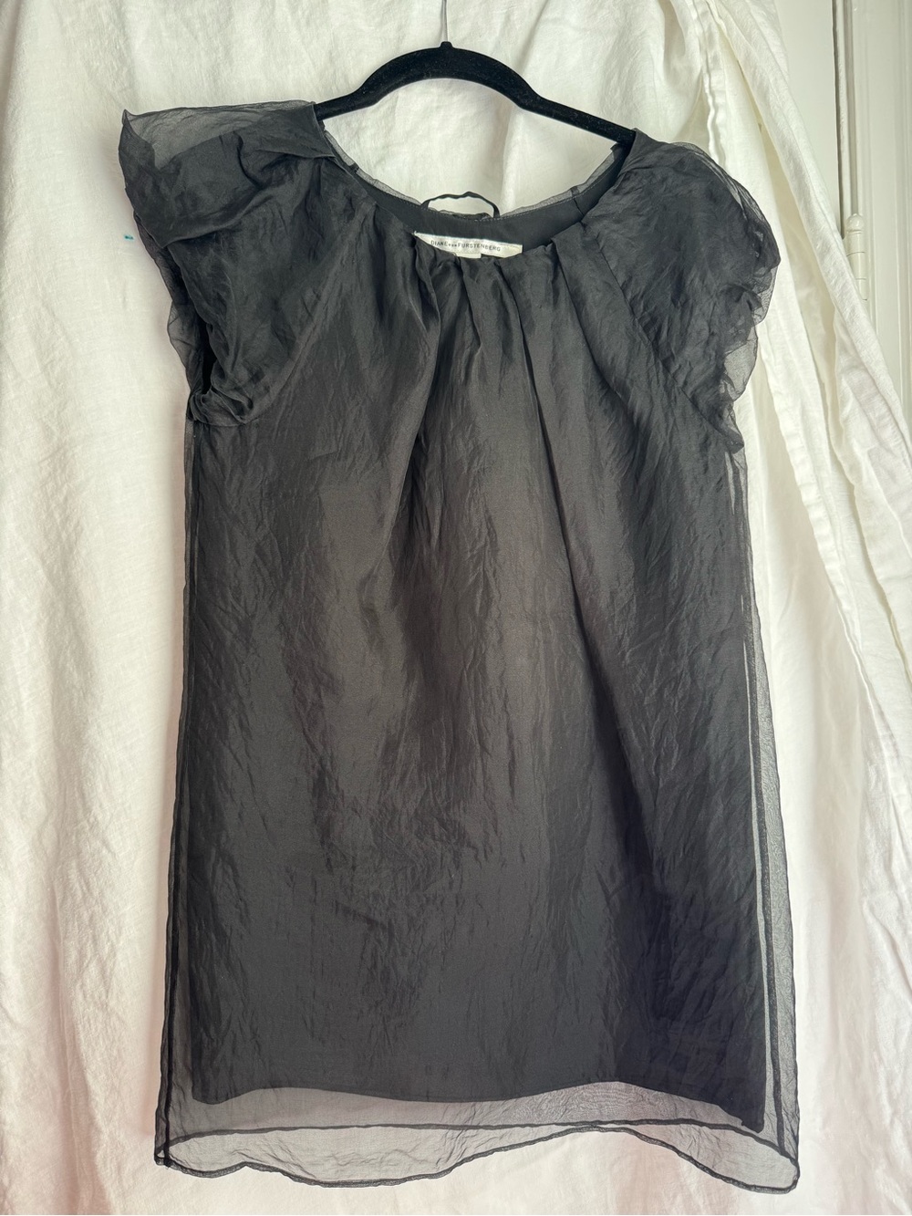 Diane Von Furstenberg Black Sheer Mini Dress